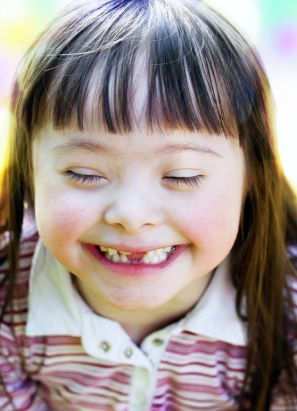 Person with special needs smiling. 